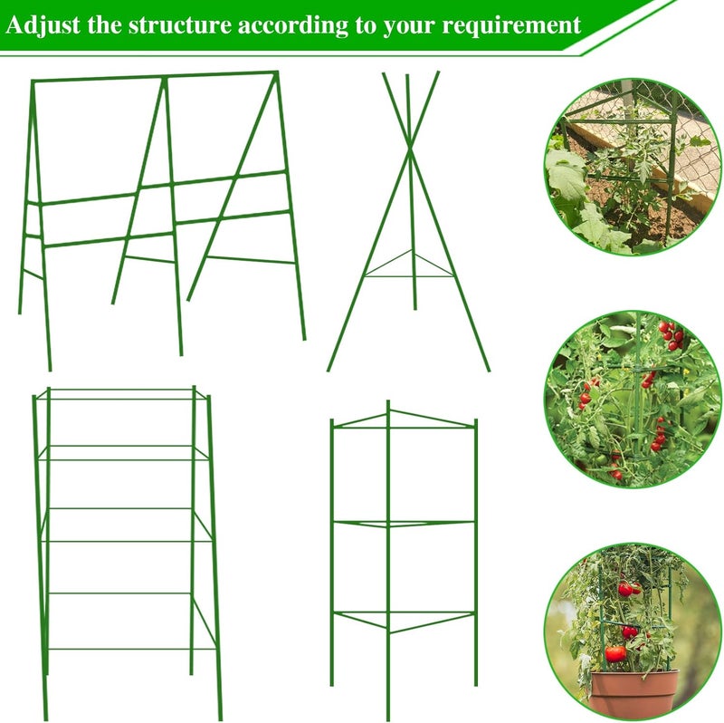 Halatool 2 Pack Tomato Cages for Garden,Up to 63in(5.2FT) Adjustable Tall Tomato Cage,Garden Stakes Tomato Trellis for Pots,Tomato Plant Support for Raised Garden Bed &Vegetables Flowers(Green) - Image 4